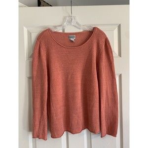 Chicos Womens Sweater Size 1 Orange Casual Linen Spring Medium